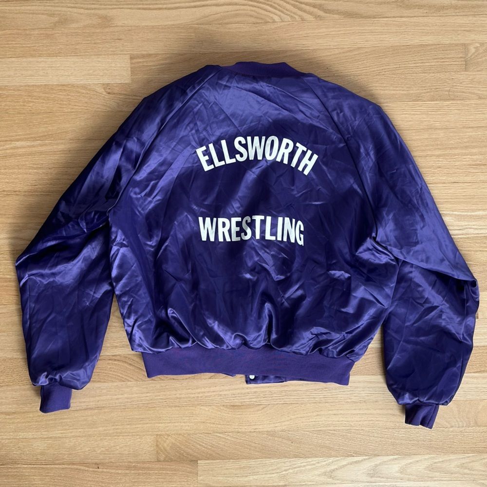 VINTAGE 80’s NASCO Letterman Varsity Bomber Ellsworth Wrestling Jacket size XL